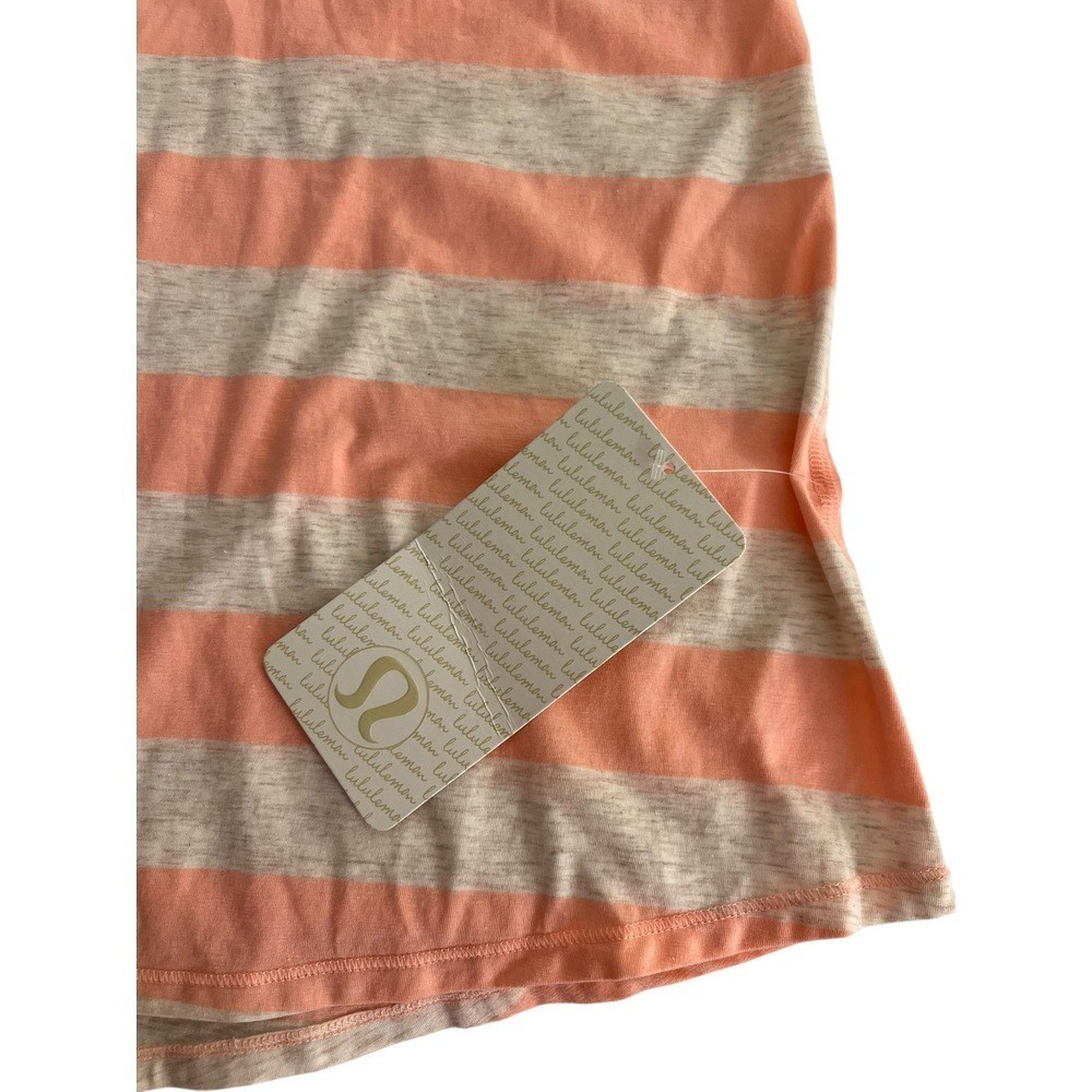 NEW Lululemon Size 12 Om Racer Back Top Tank Orange Khaki Striped Active Workout - Picture 6 of 9